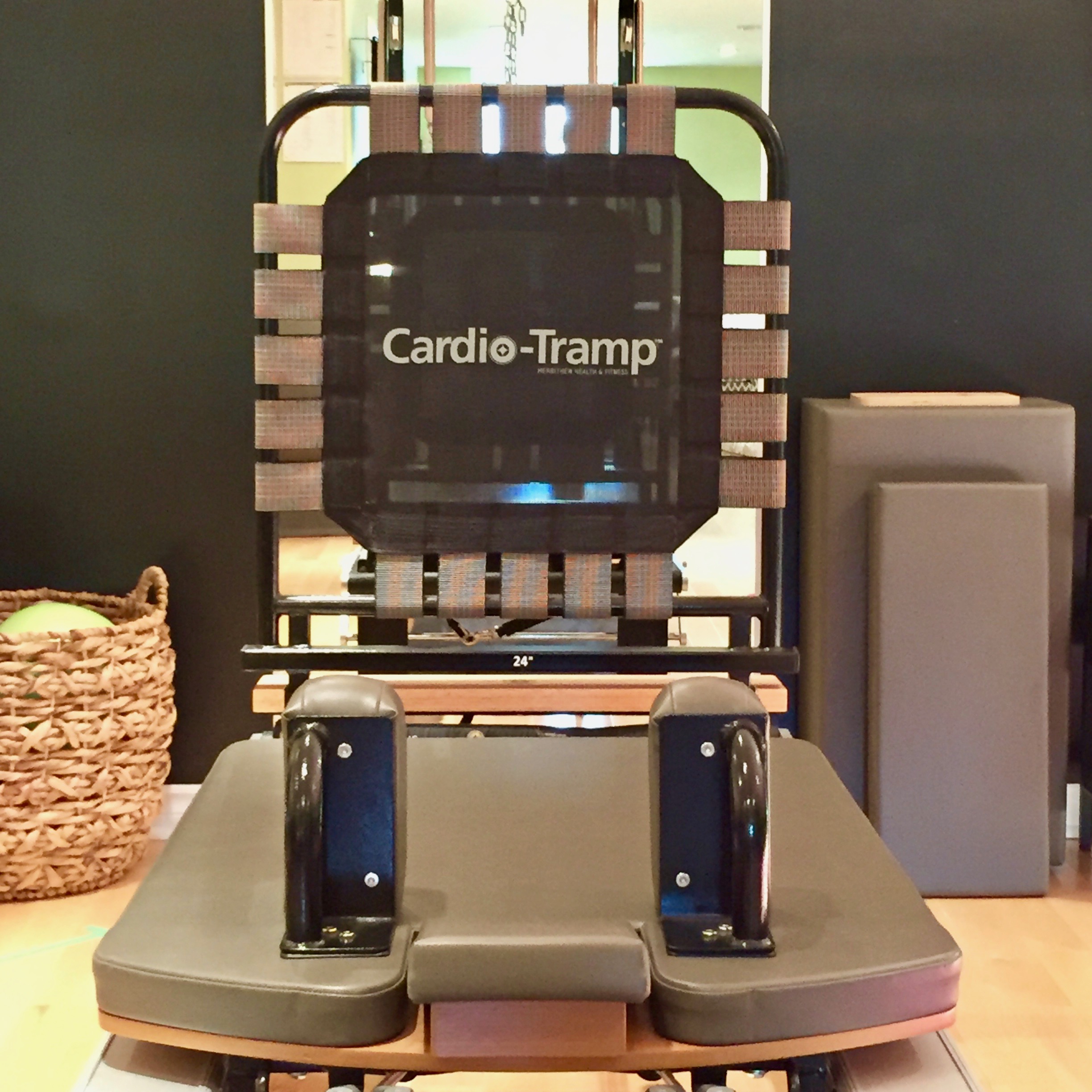 Cardio tramp attaches to the reformer and is fantastic for low impact conditioning.  Good for rehab and builds on physiotherapy exercises.